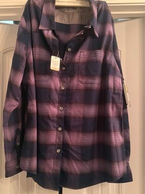 Womans Ridgecut Toughwear XL Blue Purple Long Sleeve Shirt Plaid Workwear